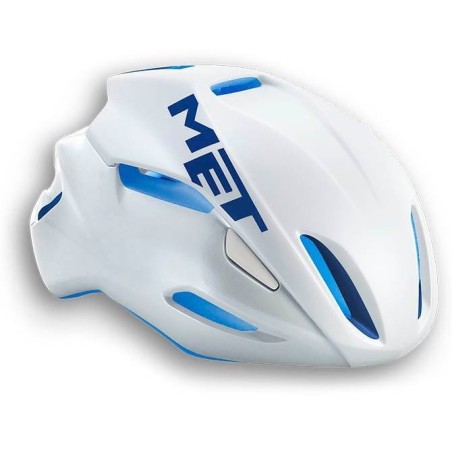 Casco Met Manta Azul y Blanco: Seguridad y Estilo ¡Compra Ahora!