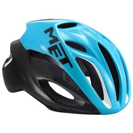 Casco Met Rivale Cyan y Negro: Ligero y Aerodinámico - ¡Compra Ya!
