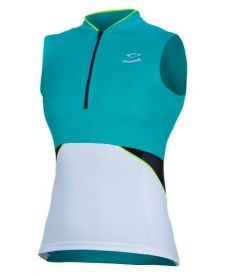 Maillot Ciclista Spiuk Race Mujer Sin Mangas Verde y Blanco