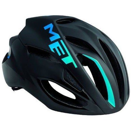 Casco Met Rivale Negro y Cyan: Ligero y Aerodinámico - ¡Compra Ahora!