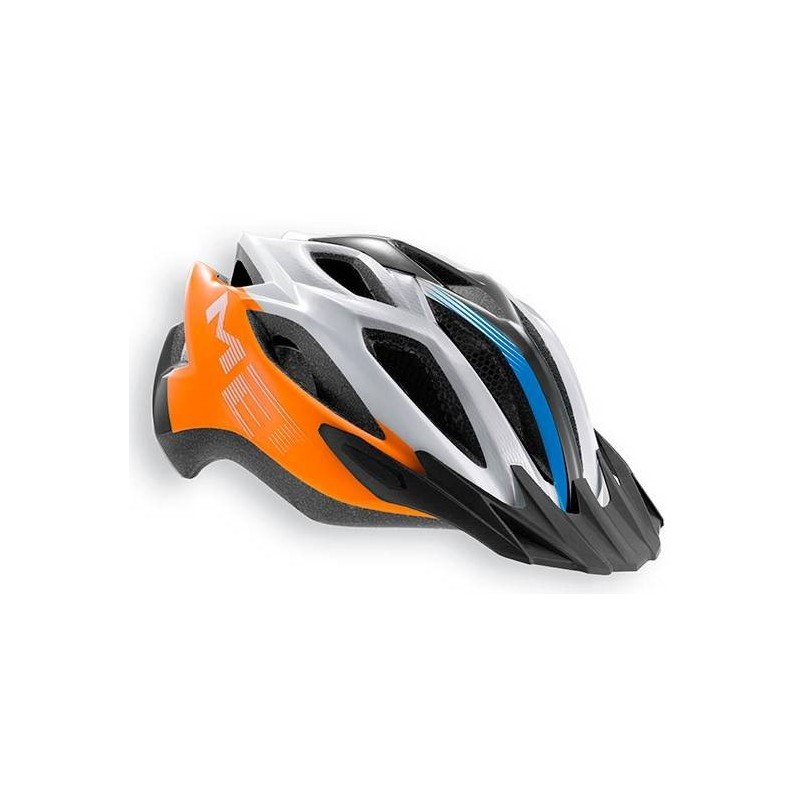 Casco Met Crossover Naranja y Cyan: Seguridad y Estilo ¡Compra Ya!