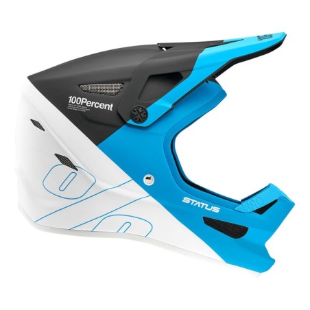 Casco 100% Status Azul Blanco Negro: Estilo y Seguridad ¡Compra Ya!